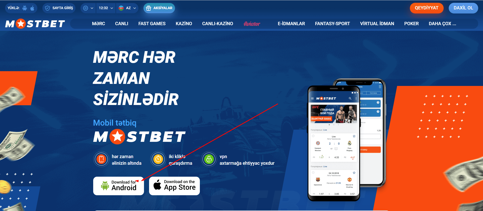 Android üçün Mostbet proqramını yükləyin