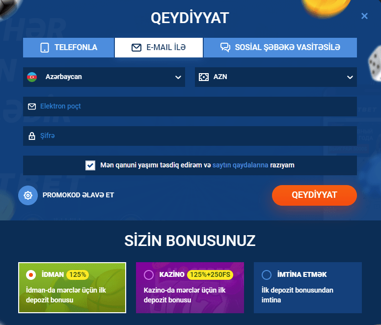 Mostbet saytında elektron poçtla qeydiyyat