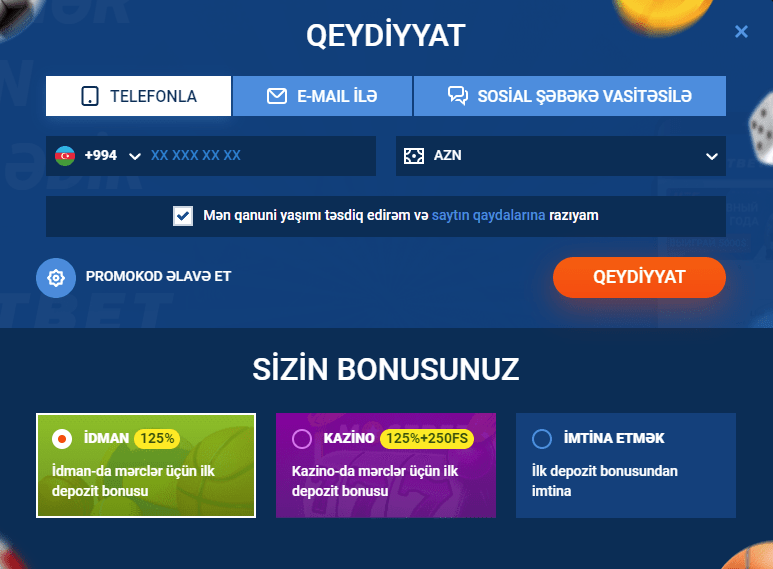 Mostbet saytında telefonla qeydiyyat