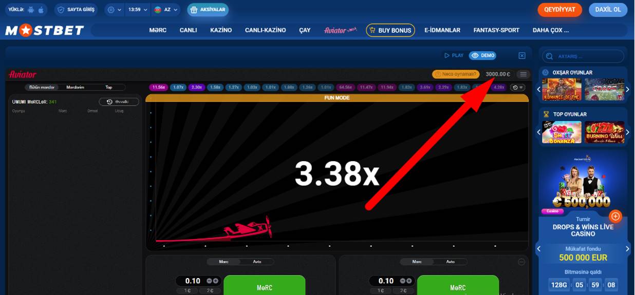 Demo rejimində oyunçu aviator balansı