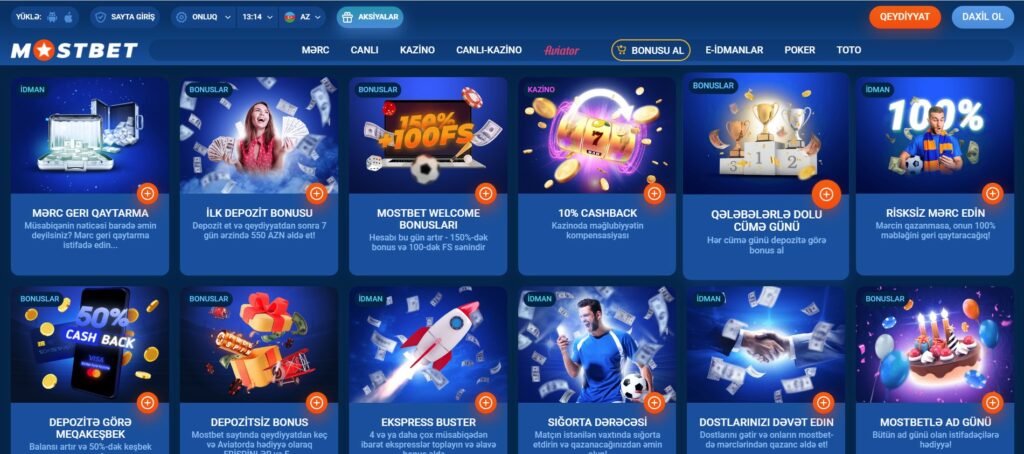 Mostbet az bukmeker kontorunun bonusları və promosyonları